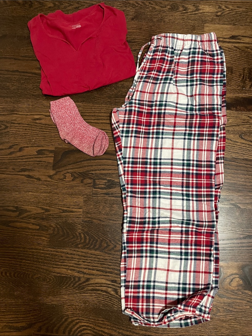 Liz Claiborne 4 Piece Plaid Red & White Lounge Set XXL